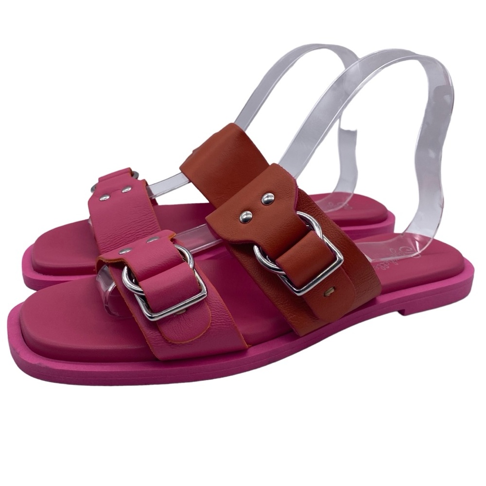 Seychelles Shoes Admire Me Sandals Red Pink Leather Slide Casual Italy Size 6.5